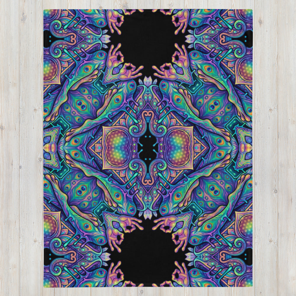 "Higher Pondciousness Mandala" THROW BLANKET, 60″×80″, Front
