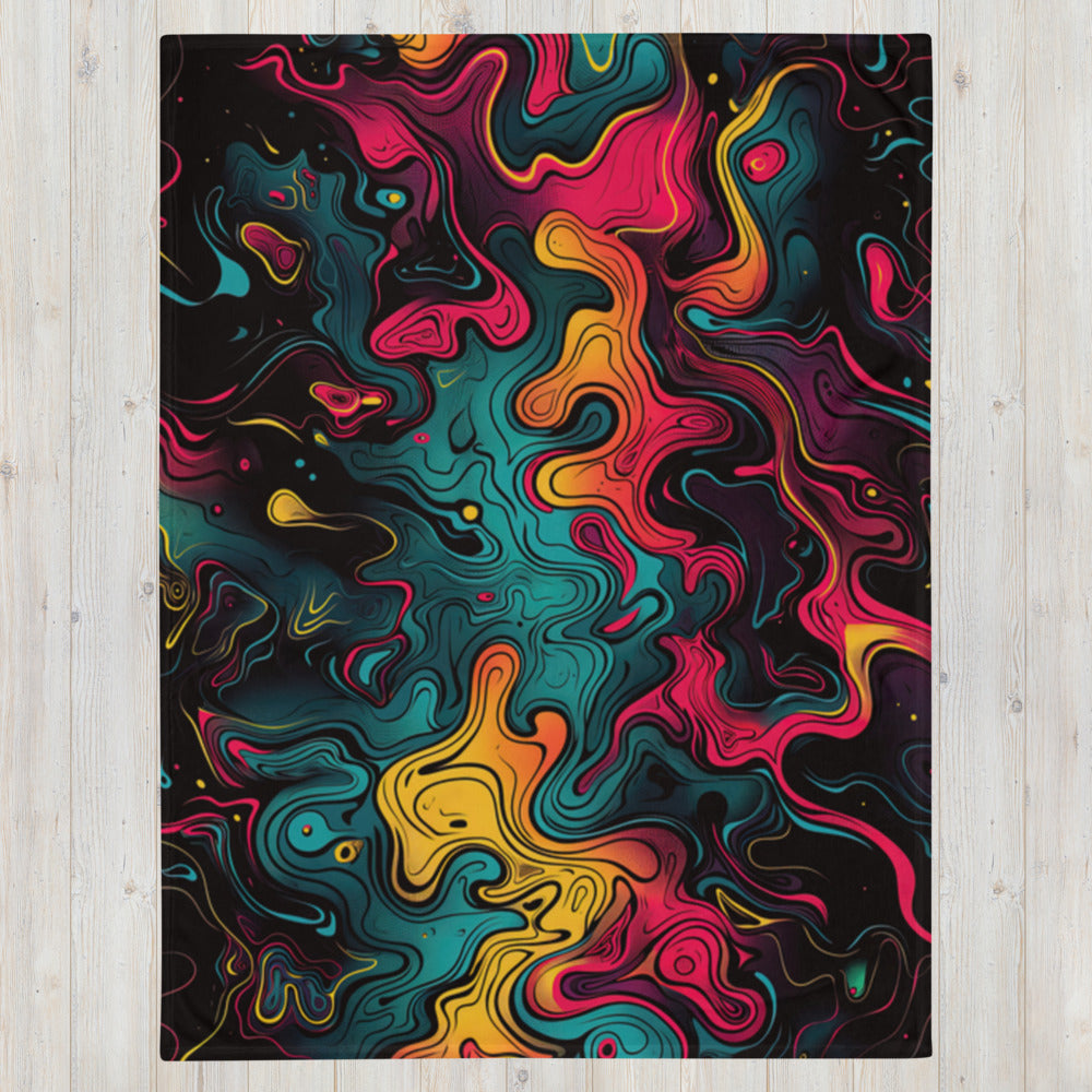 "Neon Oil" THROW BLANKET, 60″×80″, Front