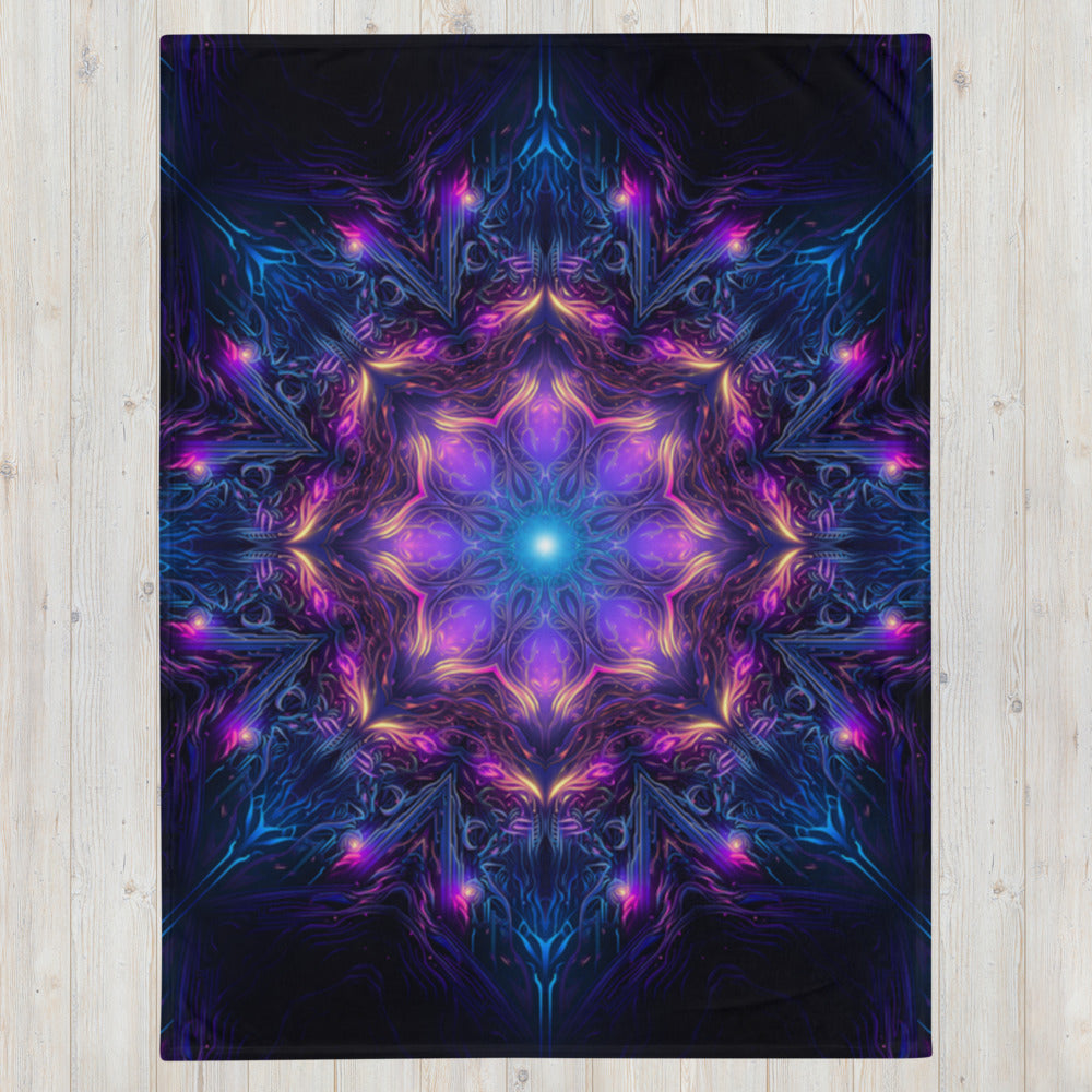 "Twilight Glow Mandala" THROW BLANKET, 60″×80″, Front