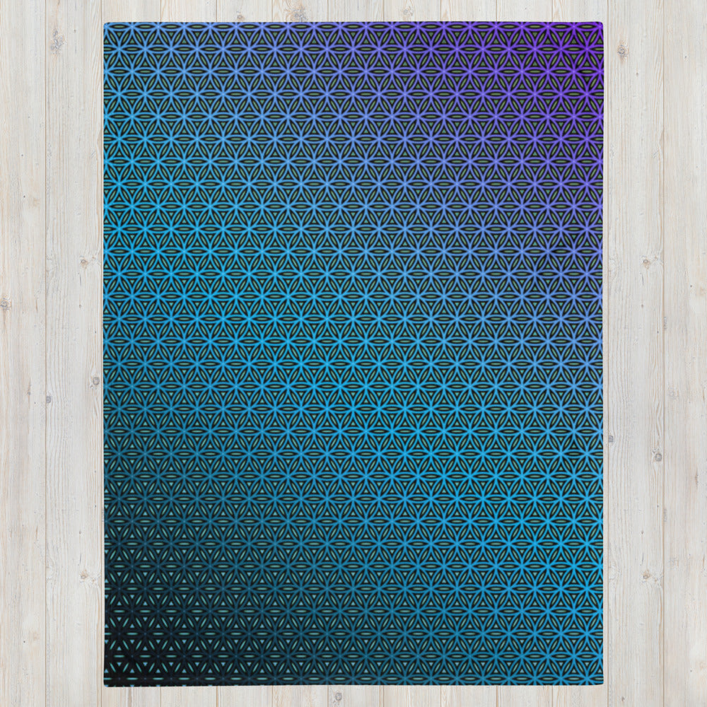 "Blue Flower of Life Pattern" THROW BLANKET, 60″×80″, Front