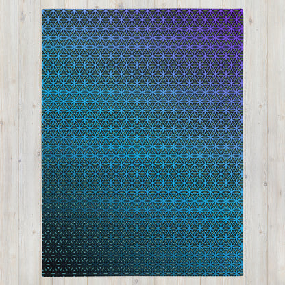 "Blue Flower of Life Pattern" THROW BLANKET, 60″×80″, Front