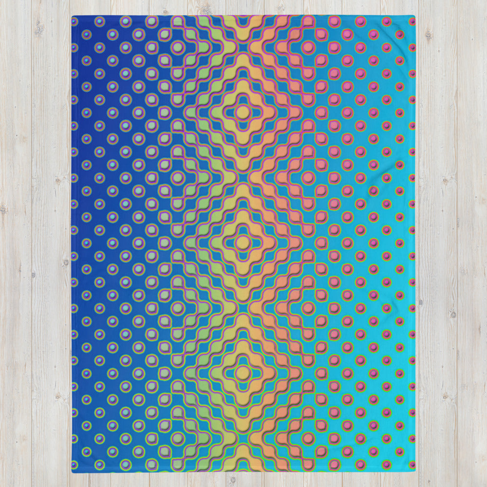"Morphing Cycles Blue" THROW BLANKET, 60″×80″, Front