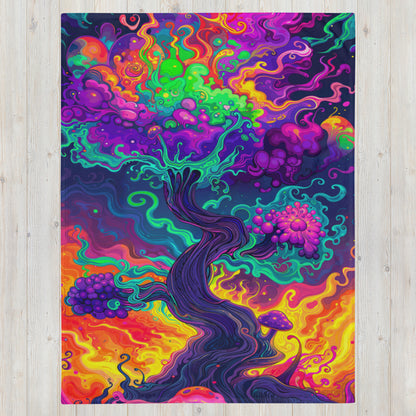 "Mush Tree So Color" THROW BLANKET, 60″×80″, Front