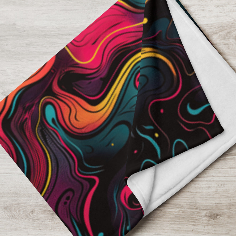 "Neon Oil" THROW BLANKET, 60″×80″, Lifestyle