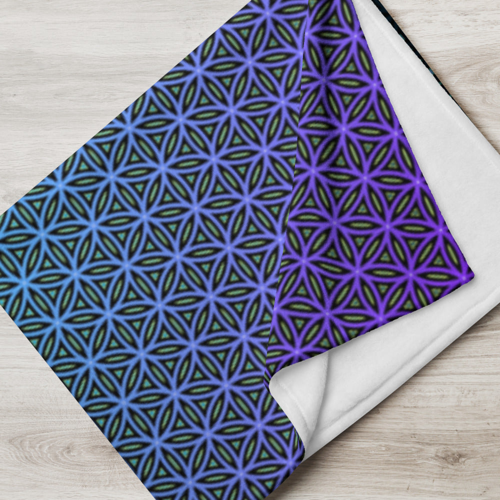 "Blue Flower of Life Pattern" THROW BLANKET, 60″×80″, Lifestyle