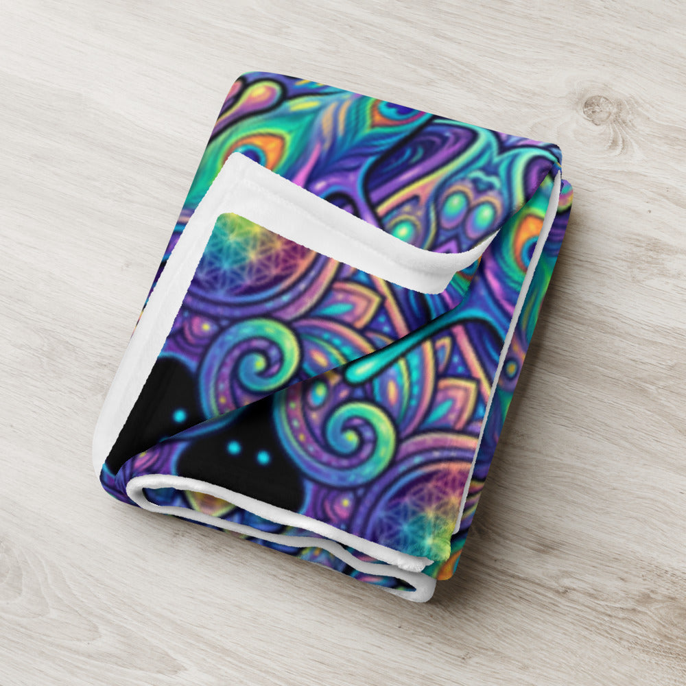 "Higher Pondciousness Mandala" THROW BLANKET, 60″×80″, Lifestyle 2