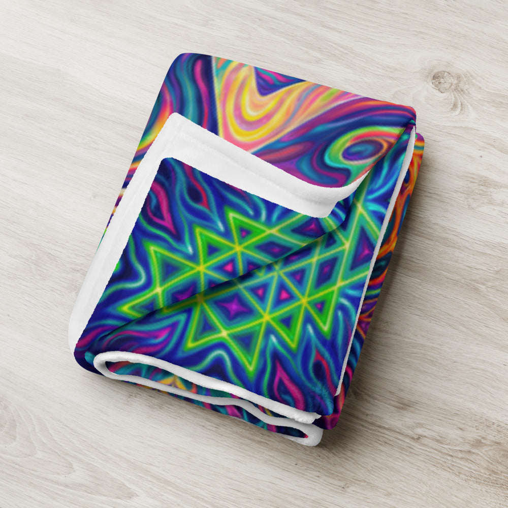"Oh My Sri Yantra" THROW BLANKET, 60″×80″, Lifestyle 2
