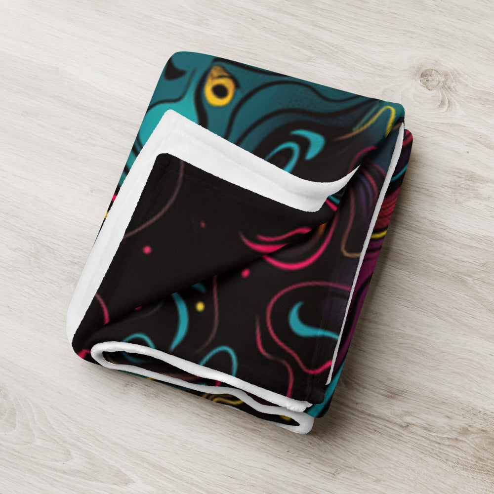 "Neon Oil" THROW BLANKET, 60″×80″, Lifestyle 2