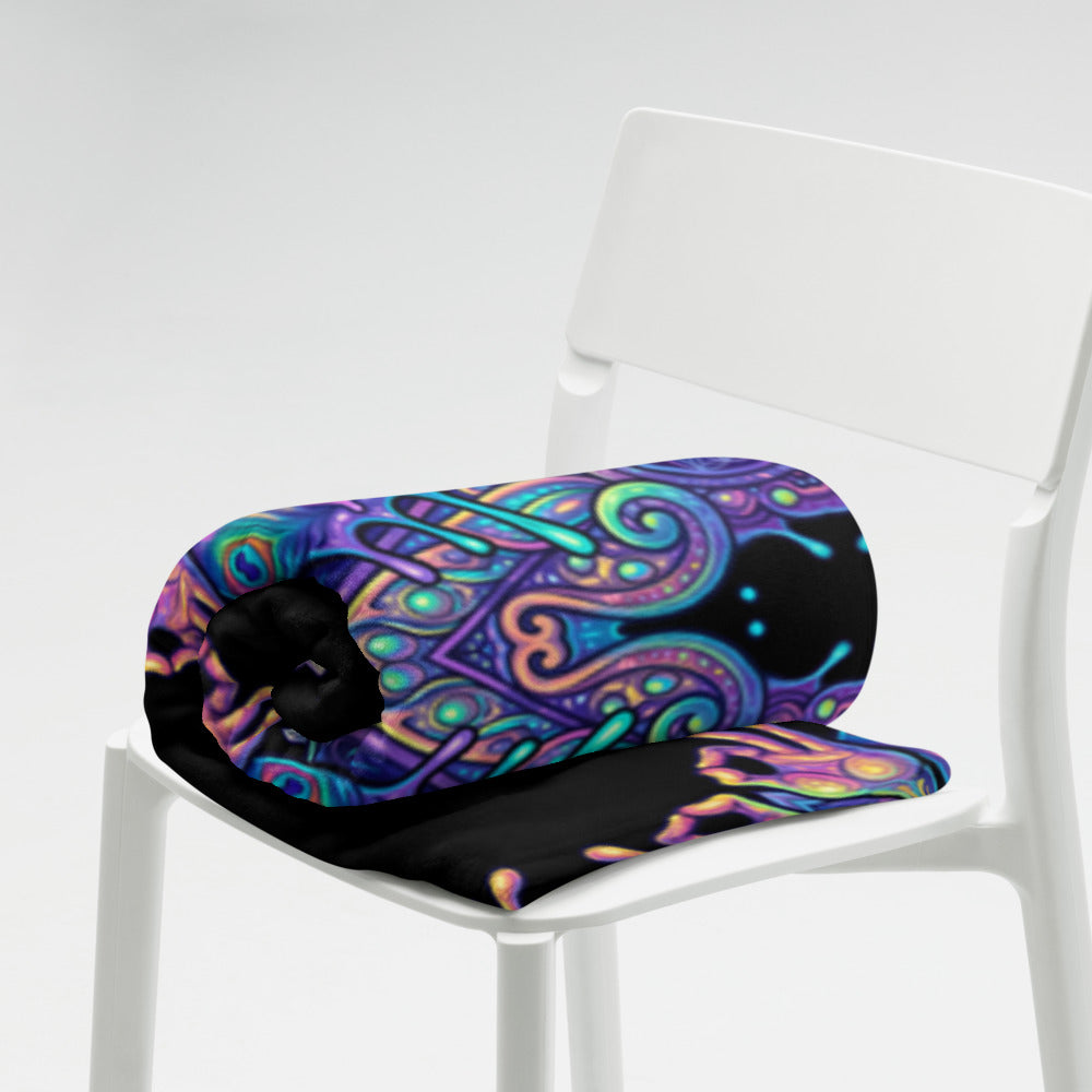 "Higher Pondciousness Mandala" THROW BLANKET, 60″×80″, Lifestyle