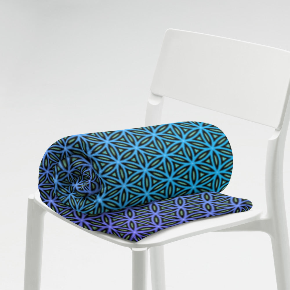 "Blue Flower of Life Pattern" THROW BLANKET, 60″×80″, Lifestyle
