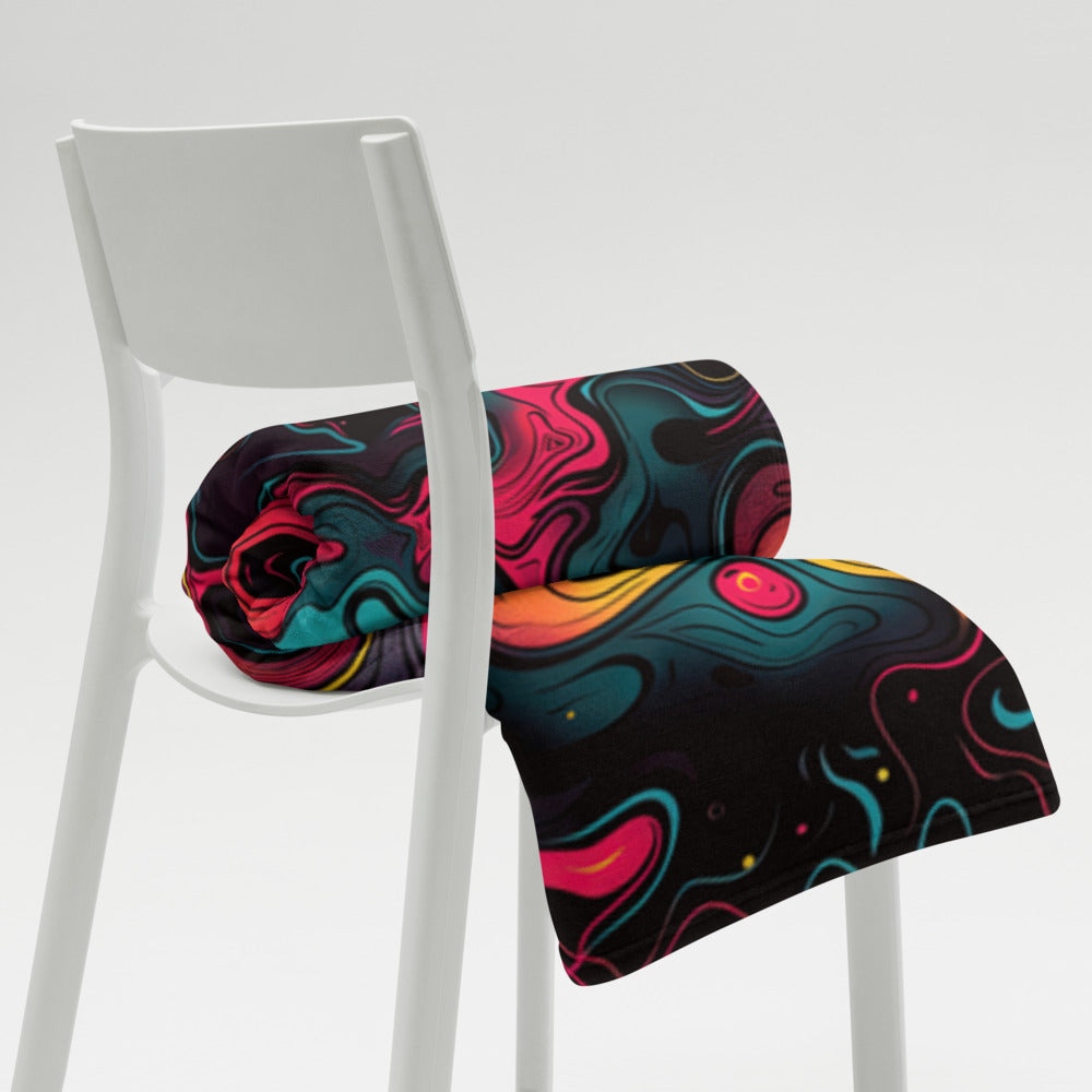 "Neon Oil" THROW BLANKET, 60″×80″, Lifestyle 2
