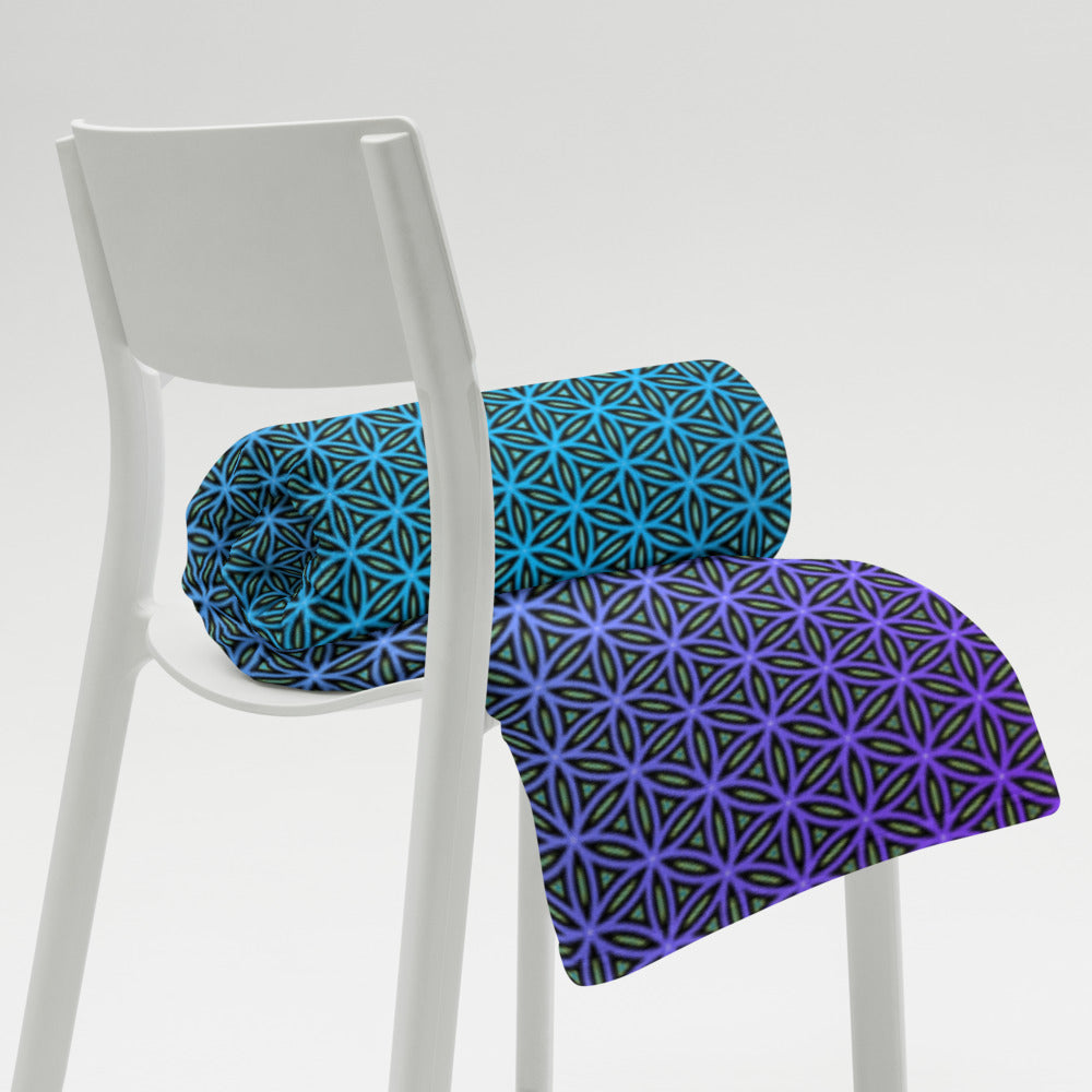 "Blue Flower of Life Pattern" THROW BLANKET, 60″×80″, Lifestyle 2