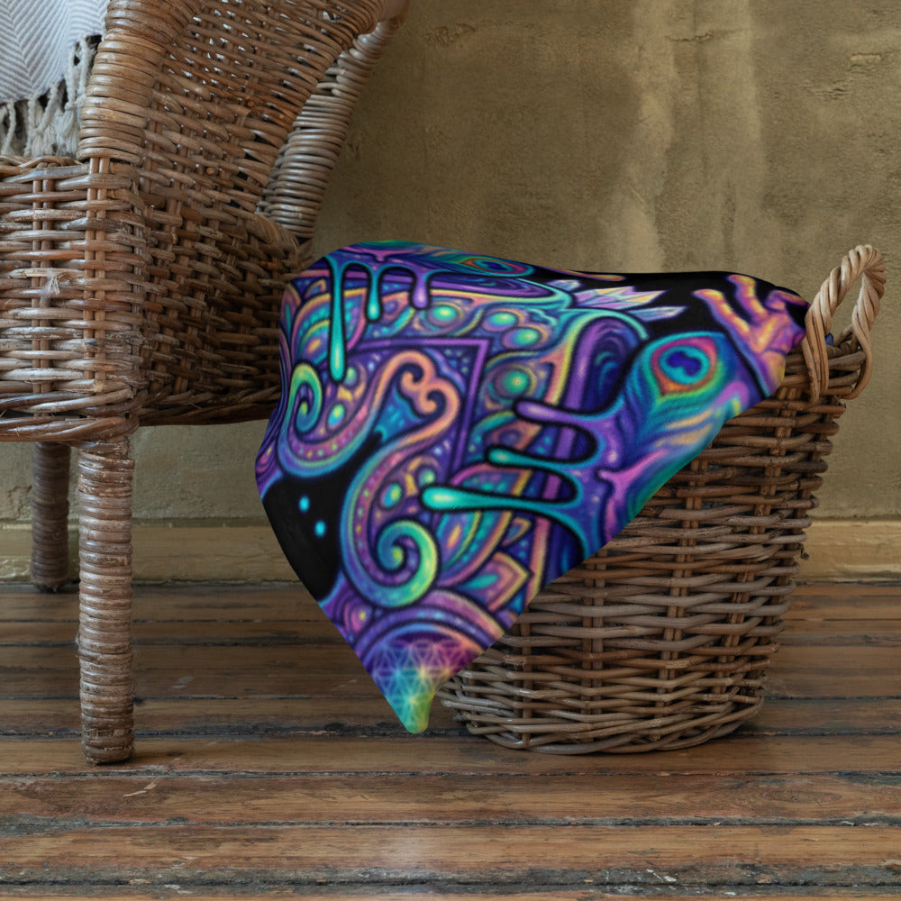 "Higher Pondciousness Mandala" THROW BLANKET, 60″×80″, Lifestyle