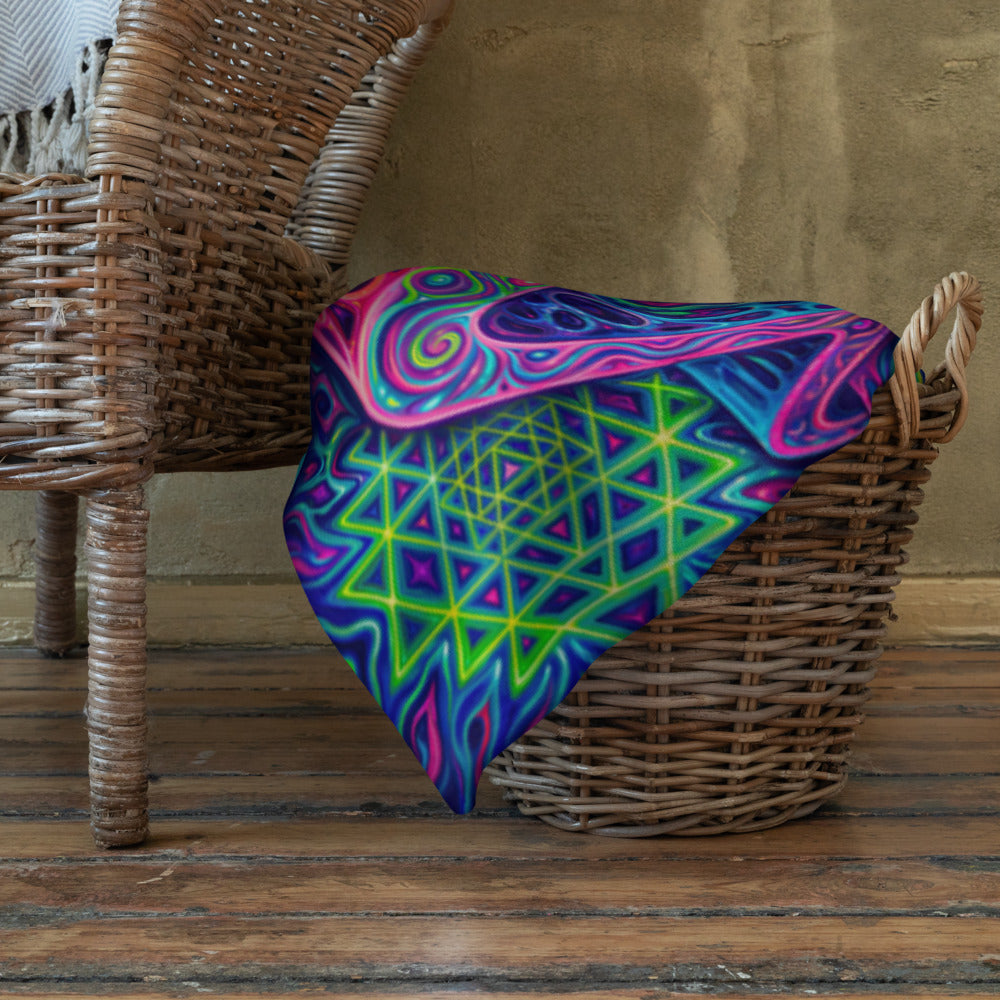 "Oh My Sri Yantra" THROW BLANKET, 60″×80″, Lifestyle