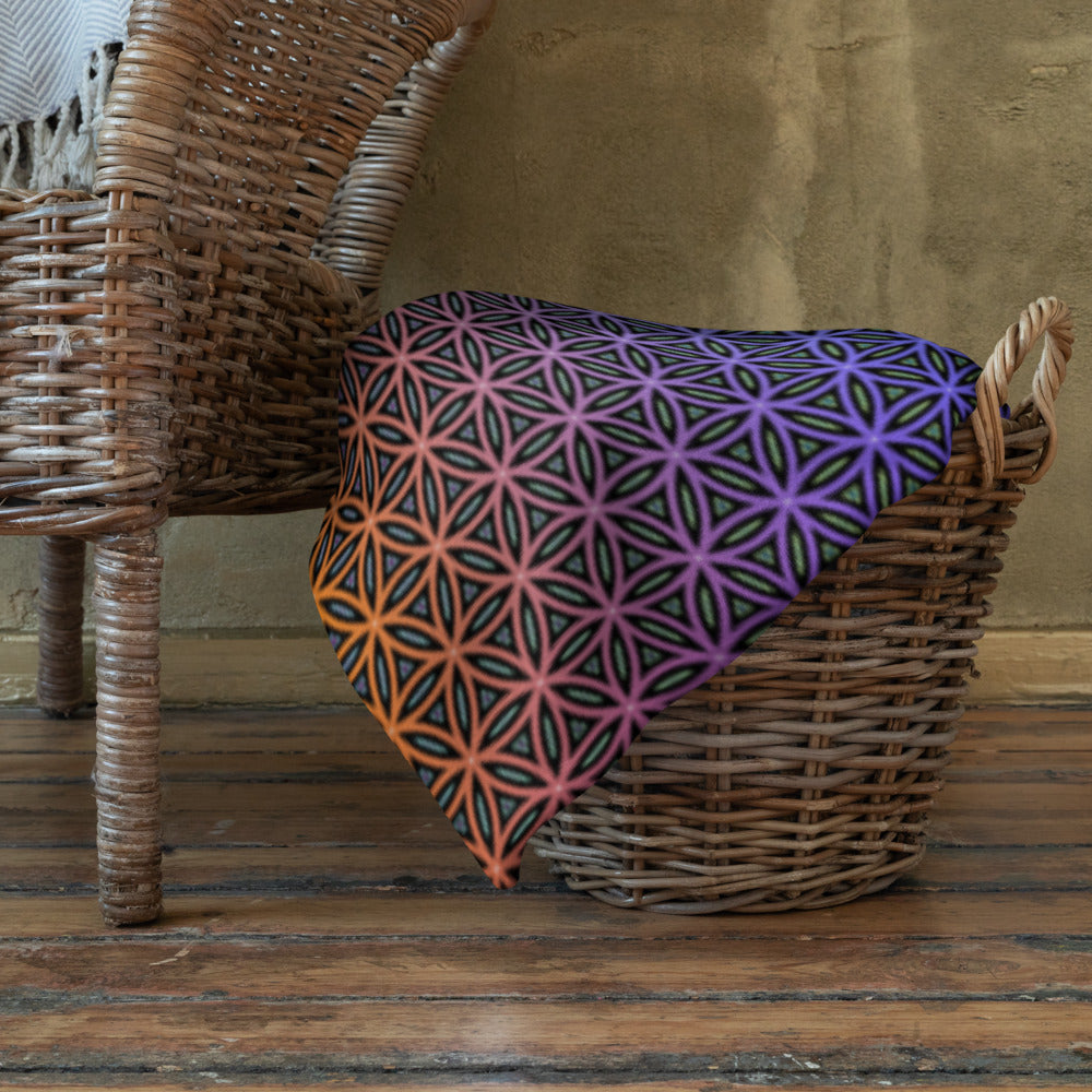 "Rainbow Flower of Life Pattern" THROW BLANKET, 60″×80″, Lifestyle