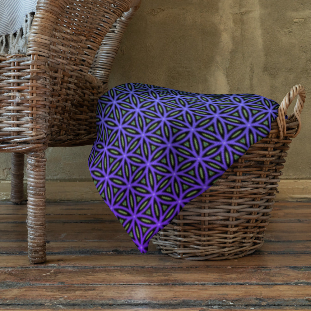 "Blue Flower of Life Pattern" THROW BLANKET, 60″×80″, Lifestyle