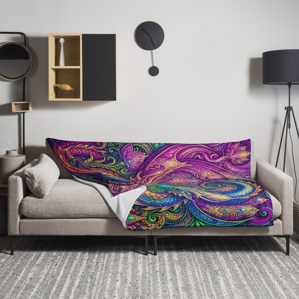 "LovDragons" THROW BLANKET, 60″×80″, Lifestyle