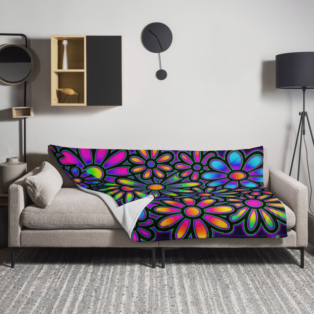 "Mystic Floral Collage" THROW BLANKET, 60″×80″, Lifestyle
