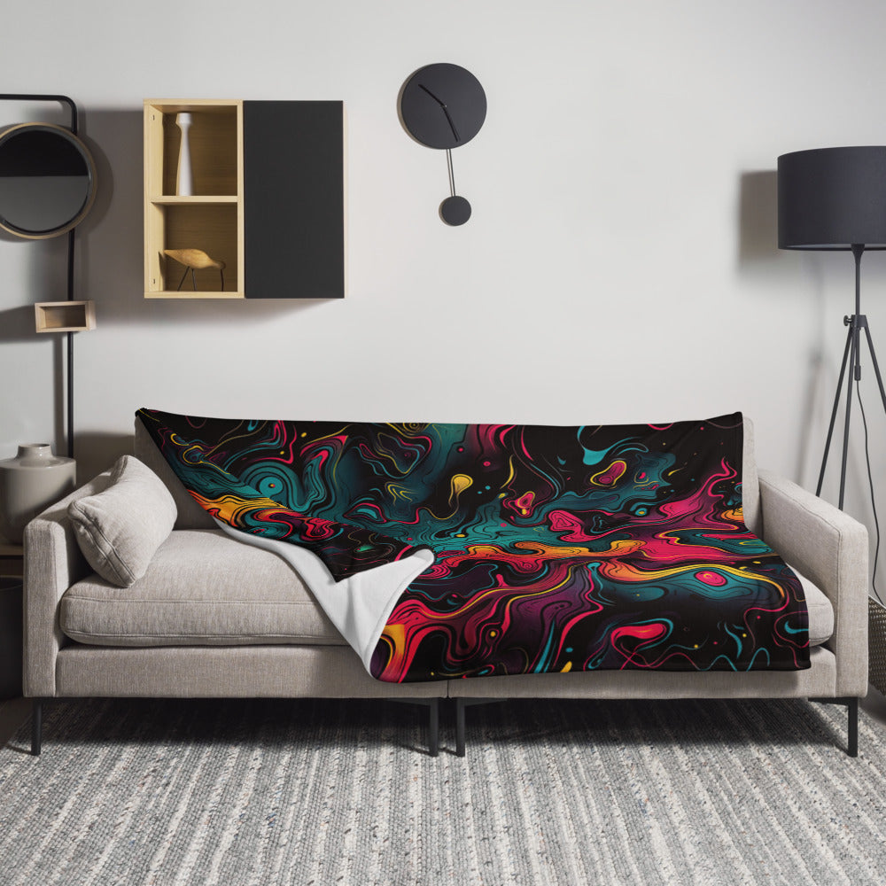 "Neon Oil" THROW BLANKET, 60″×80″, Lifestyle