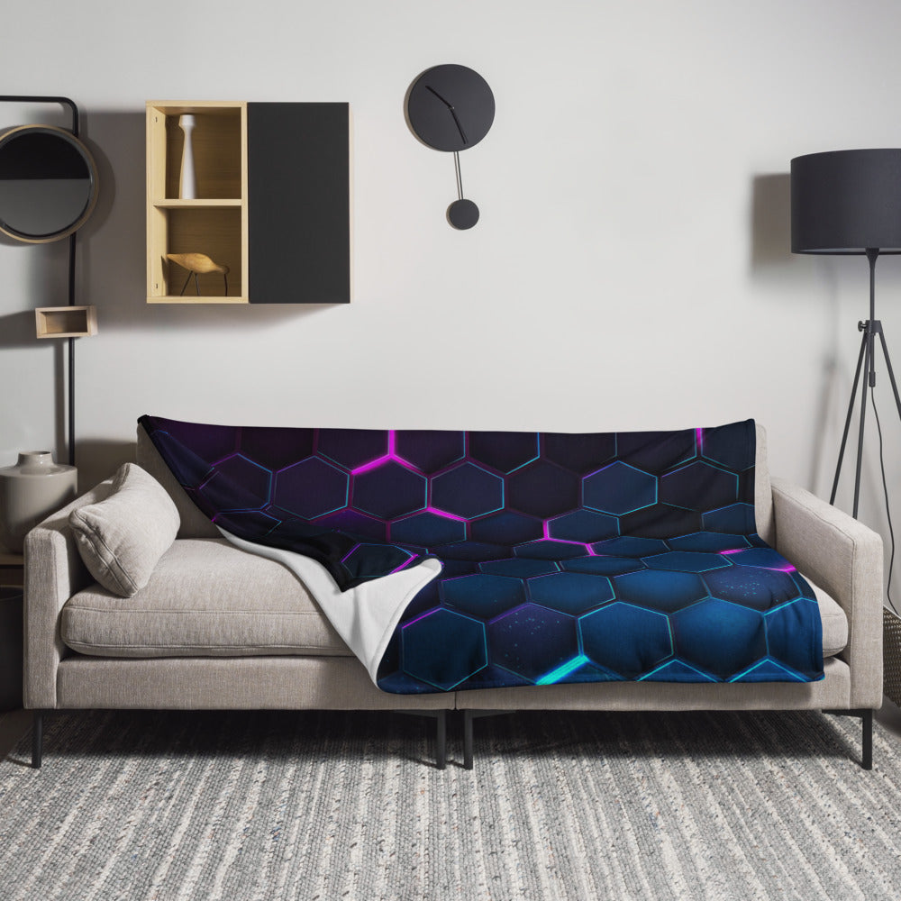 "Dark Honeycomb" THROW BLANKET, 60″×80″, Lifestyle