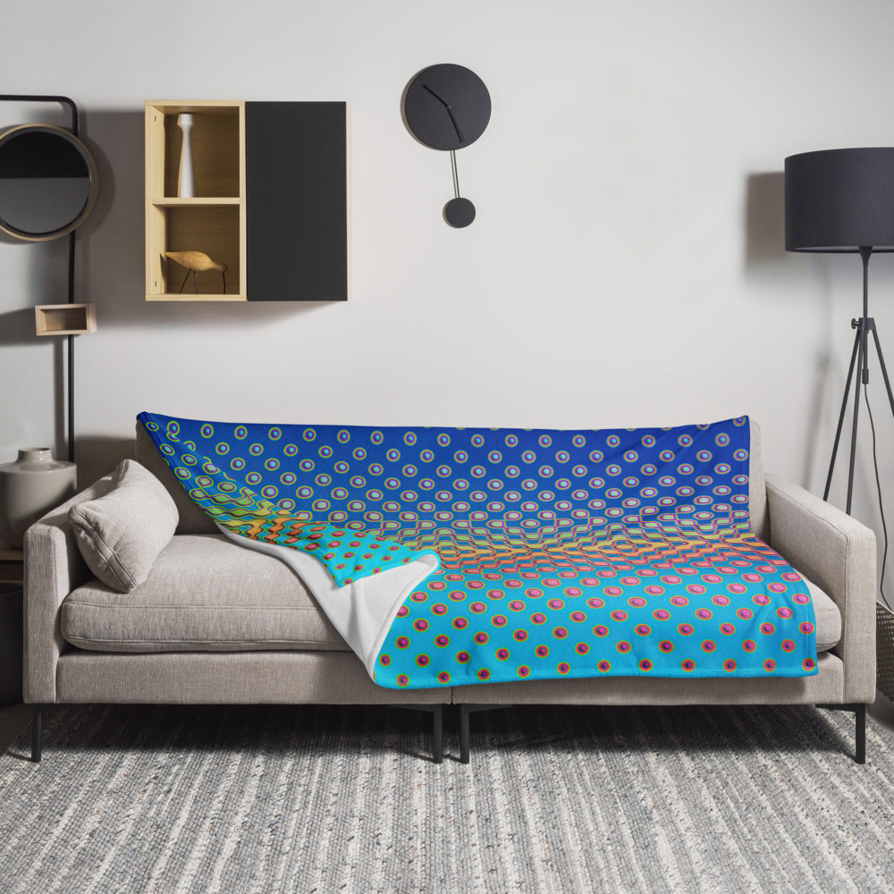 "Morphing Cycles Blue" THROW BLANKET, 60″×80″, Lifestyle