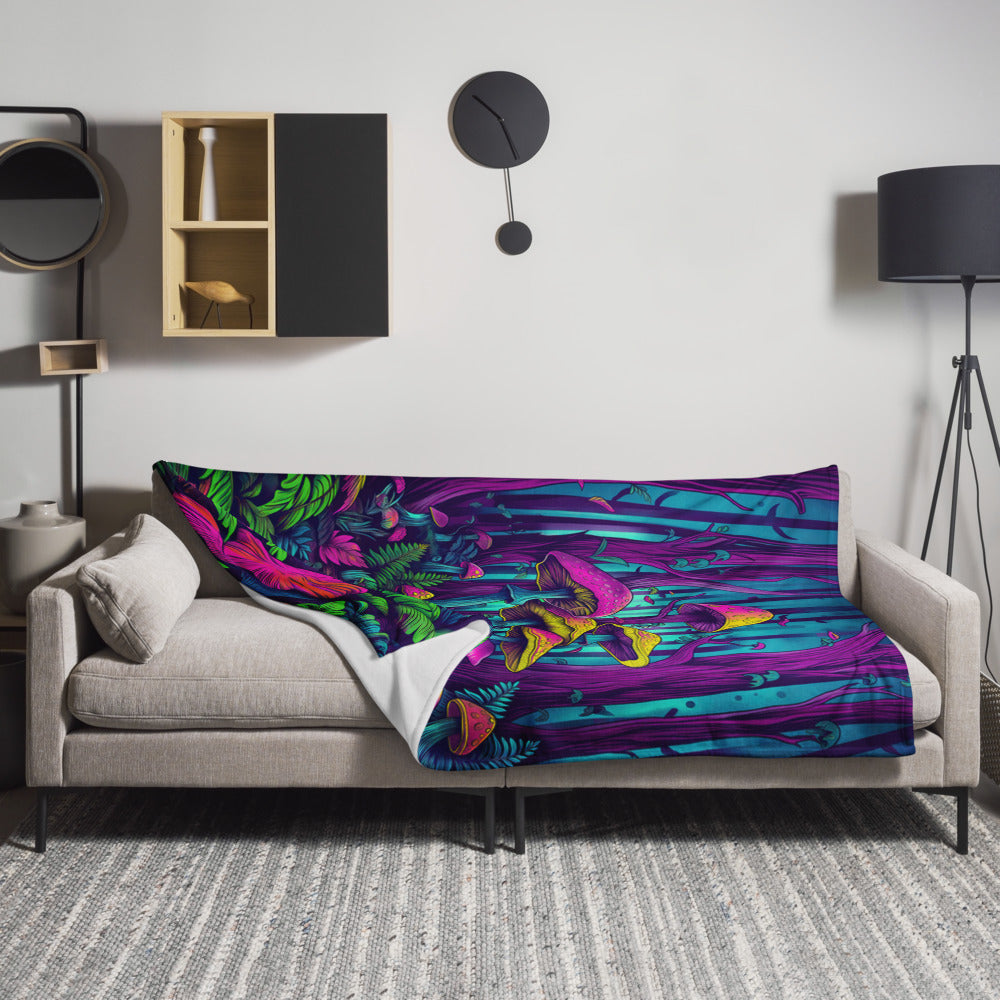 "Mushroom Forest" THROW BLANKET, 60″×80″, Lifestyle