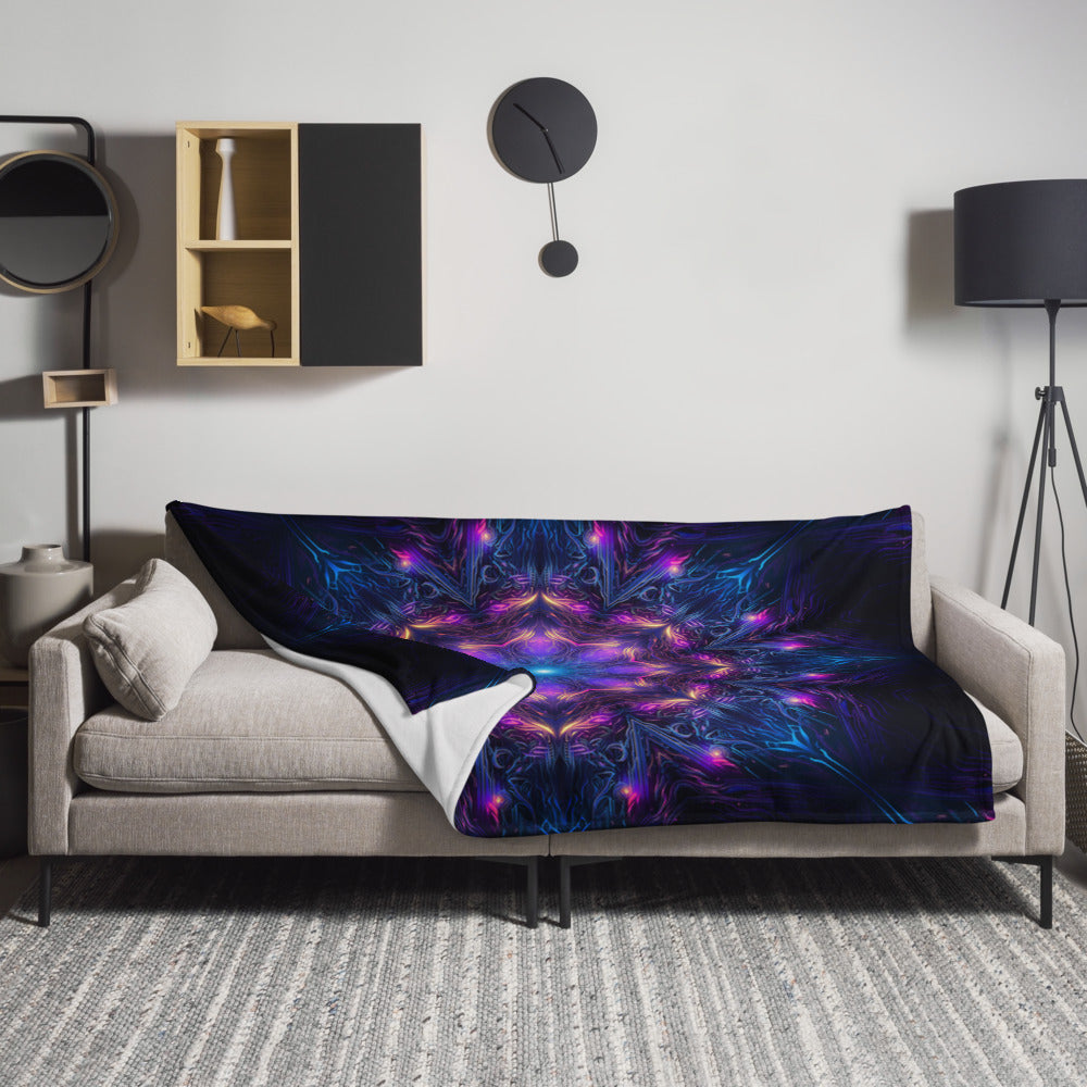 "Twilight Glow Mandala" THROW BLANKET, 60″×80″, Lifestyle