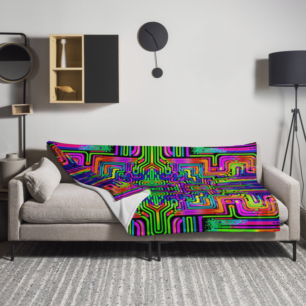 "Borg Rave" THROW BLANKET, 60″×80″, Lifestyle