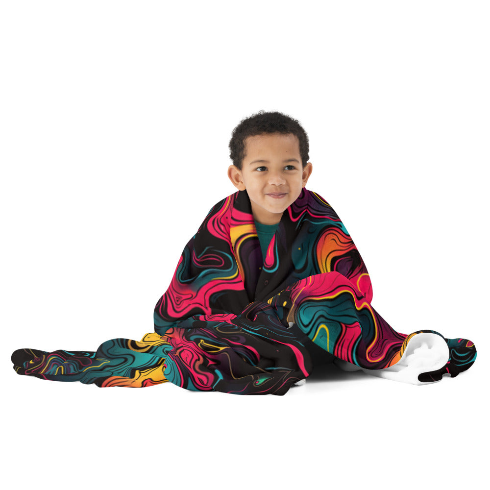 "Neon Oil" THROW BLANKET, 60″×80″, Front