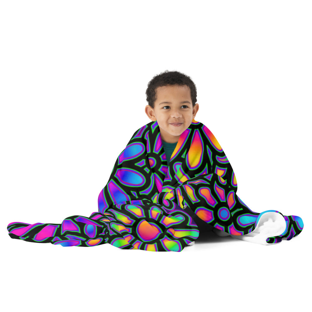 "Mystic Floral Collage" THROW BLANKET, 60″×80″, Front