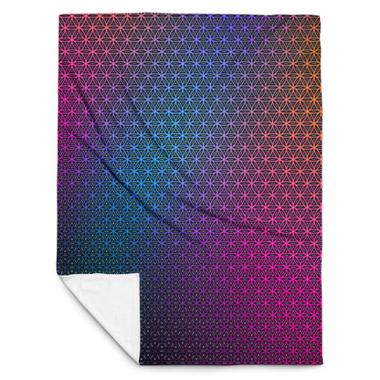 "Rainbow Flower of Life Pattern" THROW BLANKET, 60″×80″, Front