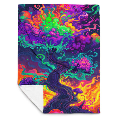 "Mush Tree So Color" THROW BLANKET, 60″×80″, Front