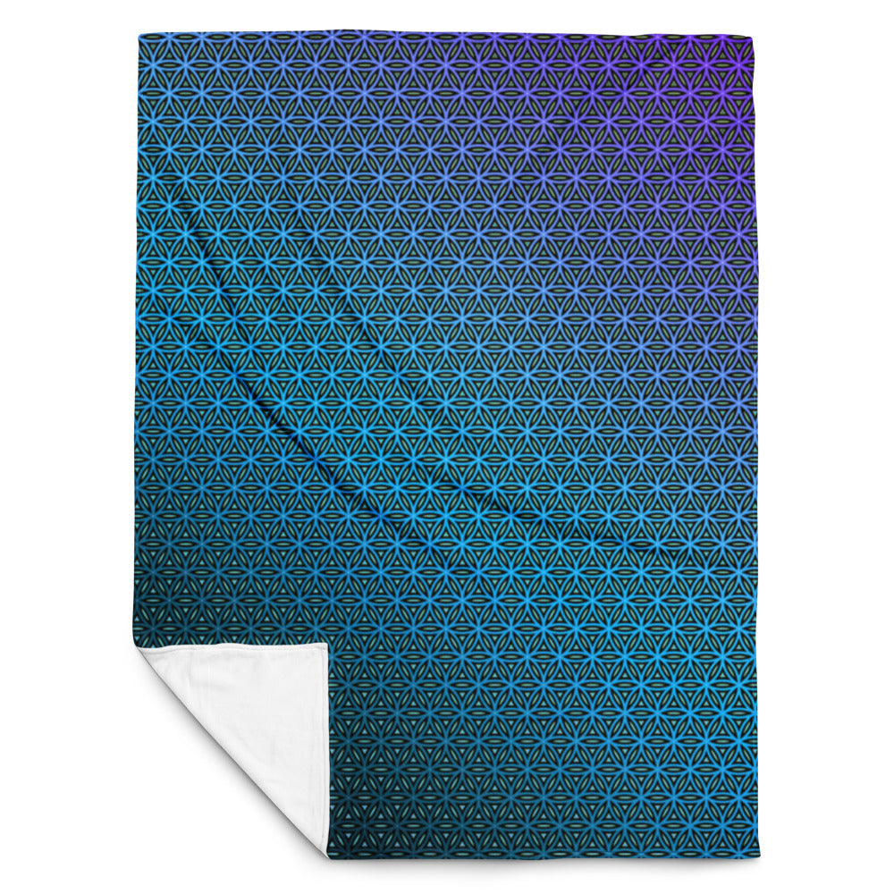 "Blue Flower of Life Pattern" THROW BLANKET, 60″×80″, Front