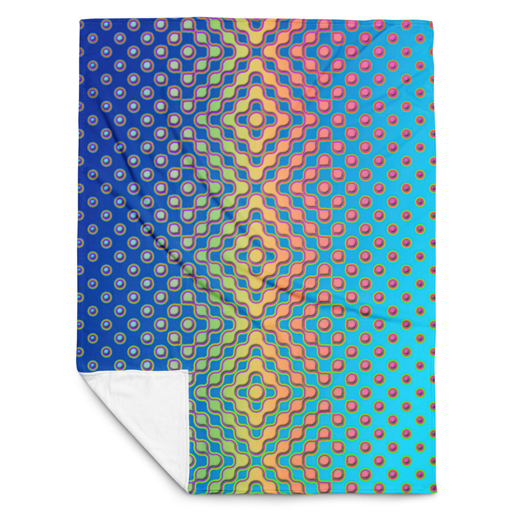 "Morphing Cycles Blue" THROW BLANKET, 60″×80″, Front
