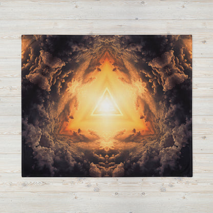 "Adieu" throw blanket shown flat, full visionary art print visible.