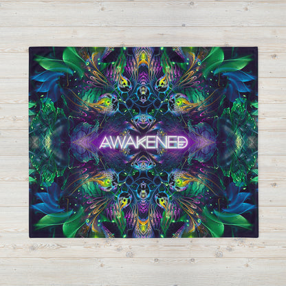 Another flat front view of the "Awakened" throw blanket