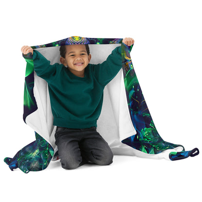 Another flat front view of the "Awakened" throw blanket