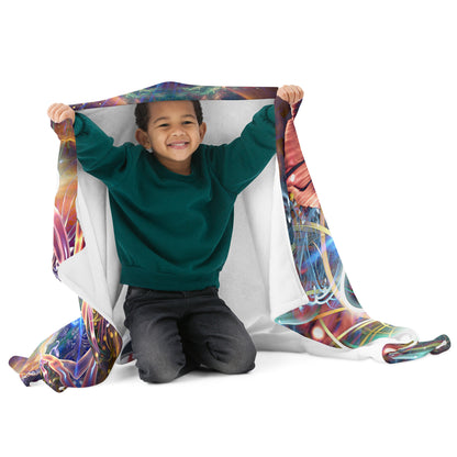 Another flat front view of the "Divine Protection" throw blanket