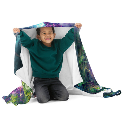 Another flat front view of the "Emergence" throw blanket