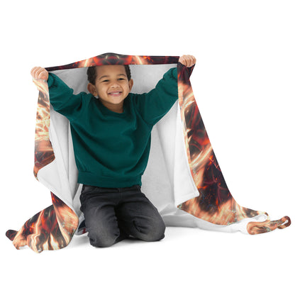 Front view of the Muladhara root chakra mandala throw blanket highlighting the radial mandala pattern.