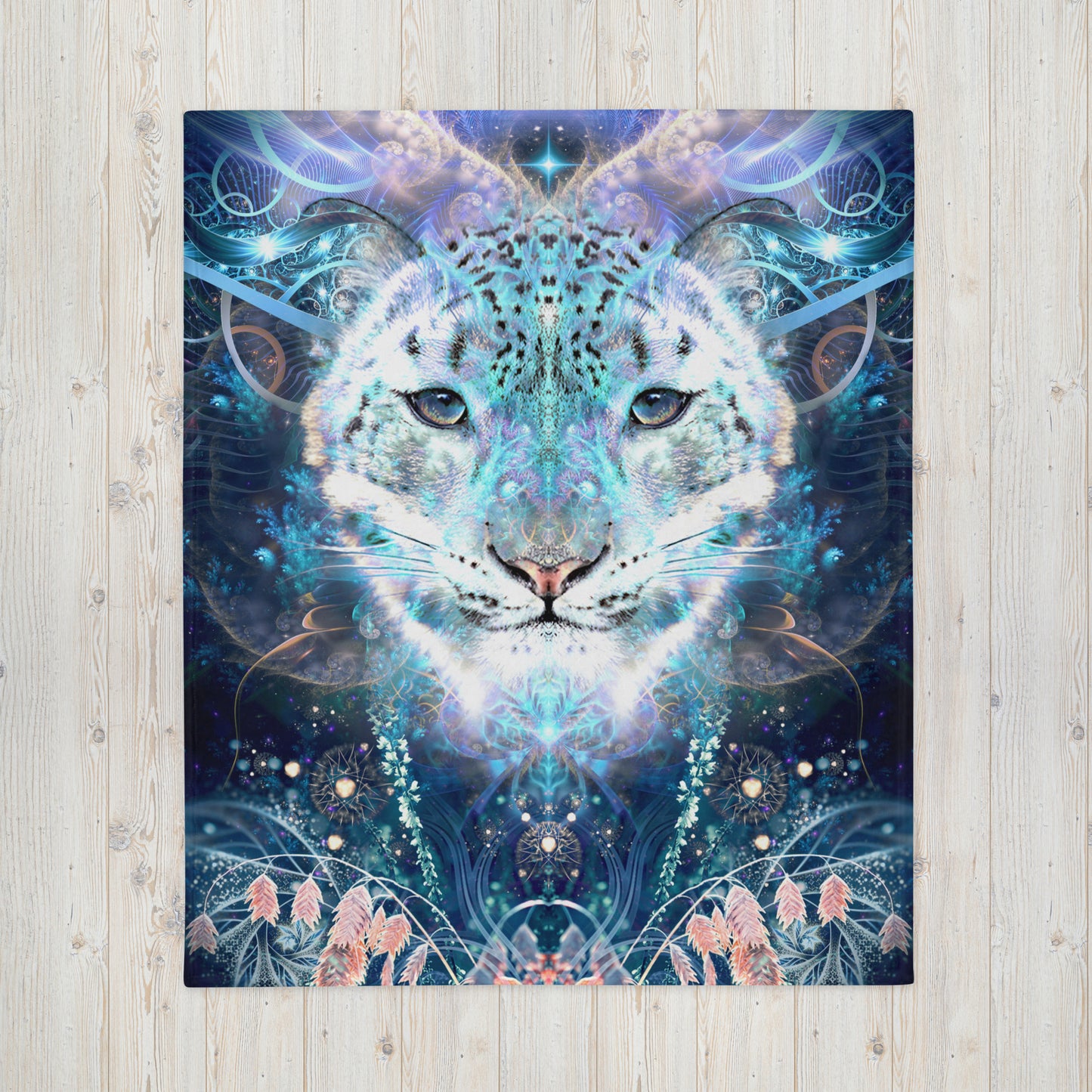 "Solitude" - Snow Leopard THROW BLANKET / TAPESTRY