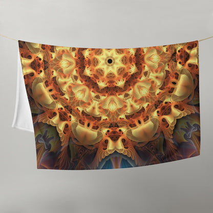 Full front view of the Totem Sun mandala throw blanket highlighting the fractal pattern detail.