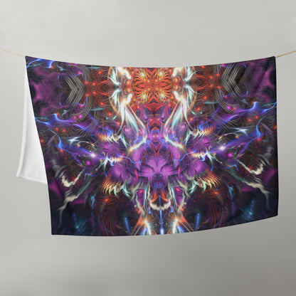 Straight-on front view of the folded Dragon Heart mandala throw blanket.