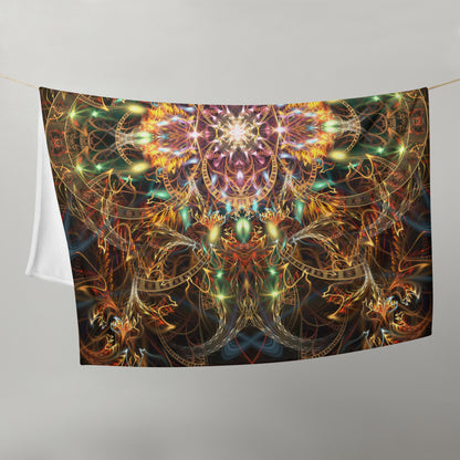 Straight-on front view of the folded Sigil of Valor mandala throw blanket.
