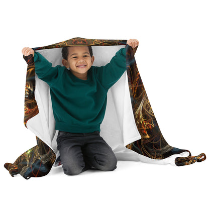 Full front view of the folded Sigil of Valor mandala throw blanket displaying the design.
