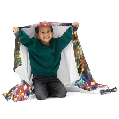 Straight-on front view of the folded Kaleidobloom fractal mandala throw blanket.