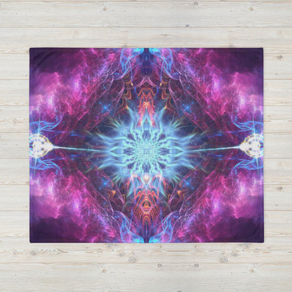 Another front view of the folded Angelic Force fractal portal throw blanket showing the print in full.