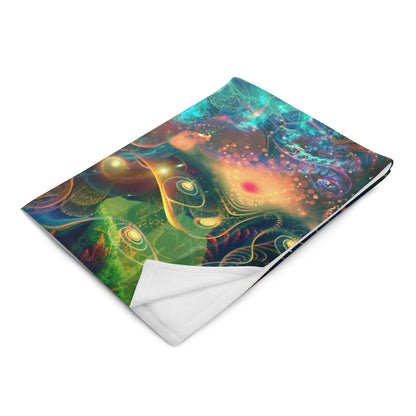 Angled left-front view of the Tree of Life throw blanket showing the print's depth and drape.