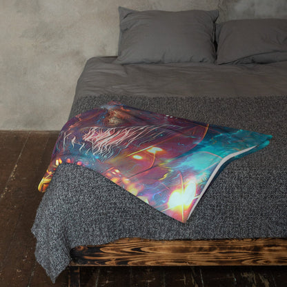"The Wanderers" throw blanket styled on a couch in a living room