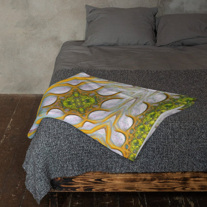 The "Activation Initiated" throw blanket styled on a couch in a living room